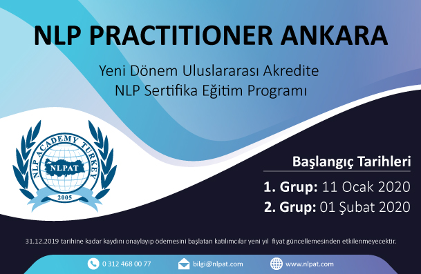 NLP Practitioner Ankara eğitimlerimiz başlıyor.