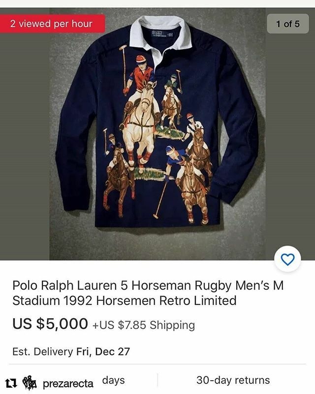 ThirstinHowl3rd's tweet photo. Resellers going all out wit the price..
Mine will be going to the hiphop museum. Part of history for the culture..
#poloapp @poloralphlauren
#fivehorsemen #thepolorican
#ThirstinHowlthe3rd https://t.co/wBvYYBdJjJ