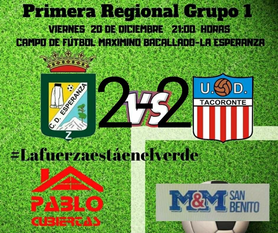 CDZEsperanza's tweet photo. Resultados fin de semana: 
Regional 2-2 Tacoronte
Infantil 0-12 Padre Anchieta 

#Lafuerzaestáenelverde https://t.co/xJUN3n1E6c