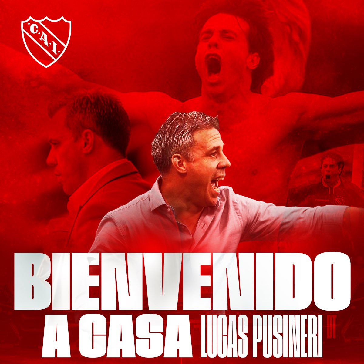 Independiente's tweet photo. ¡Bienvenido, Lucas! 

Lucas Pusineri es el nuevo entrenador de #Independiente.

Qué placer tenerte otra vez en casa.  

#TodoRojo🔴 https://t.co/1TcO3xVByg