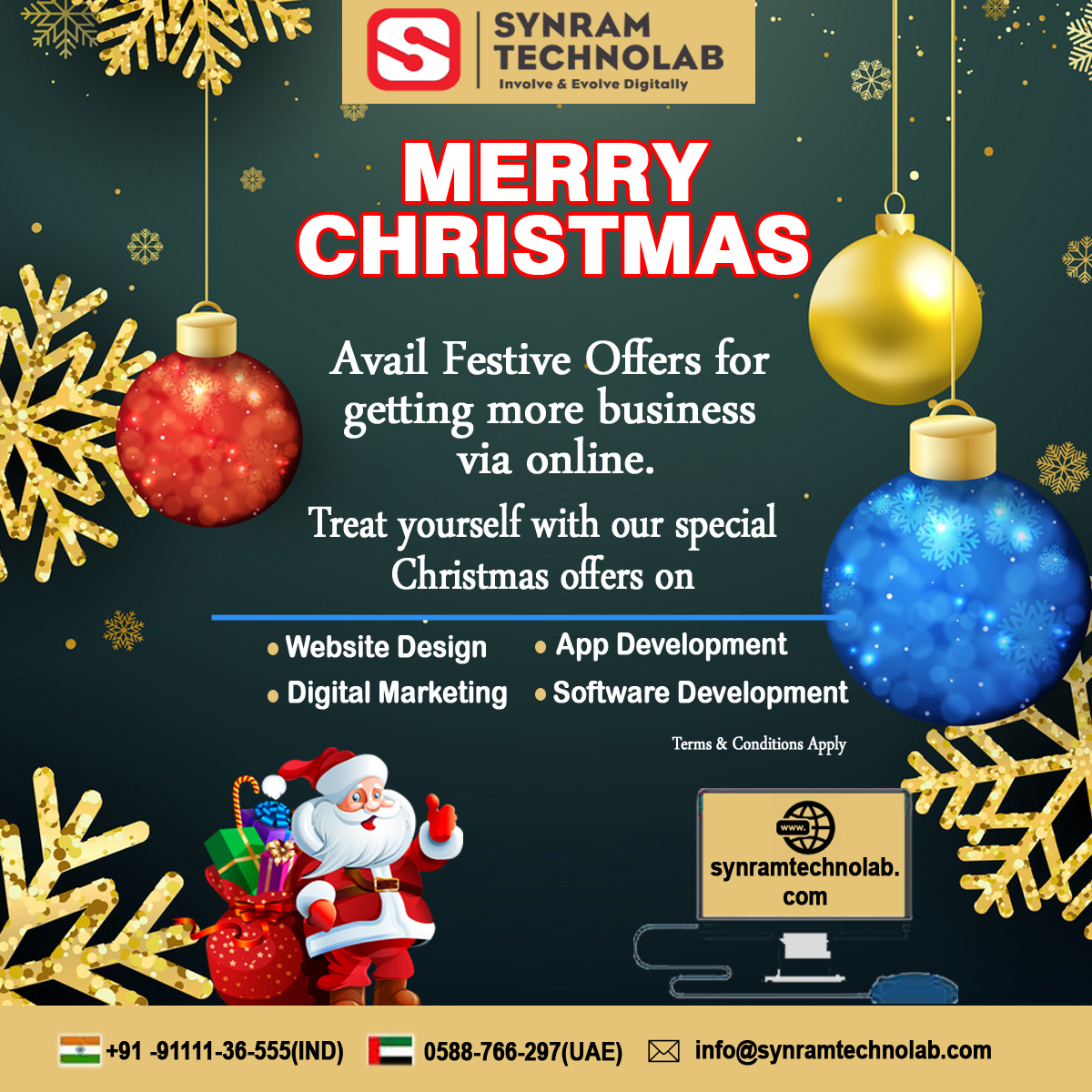 SynRamServices's tweet photo. Synram Technolab brought a very impressive offer this Christmas.
For any assistance or support, call our office us at
☎️: +91-844-844-0653
💻Visit us: https://t.co/fsx7yiZmQ7
#boostyourbusiness #Growyourbusiness #Online #Business #Startup https://t.co/L0g2sqwmZy