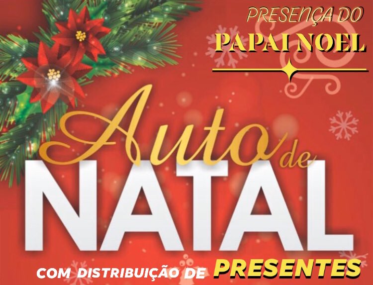 saomateusma1's tweet photo. Convidamos a todos a participarem do enceramento da peça teatral “O Auto de Natal”, apresentado por jovens de nossa cidade.
Contaremos com a presença do Papai Noel para distribuir brinquedos para as crianças.

Local: ESPAÇO CULTURAL 
Horário: 20:00H https://t.co/GHaZUr1wR8