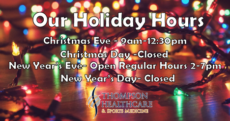 Please make note of our altered holiday schedule so our providers &amp; staff can spend the holidays with their families &amp; friends! If you haven’t scheduled an appointment for tomorrow (Christmas Eve) &amp; you will need treatment, please call today. #teamthompson #thsm