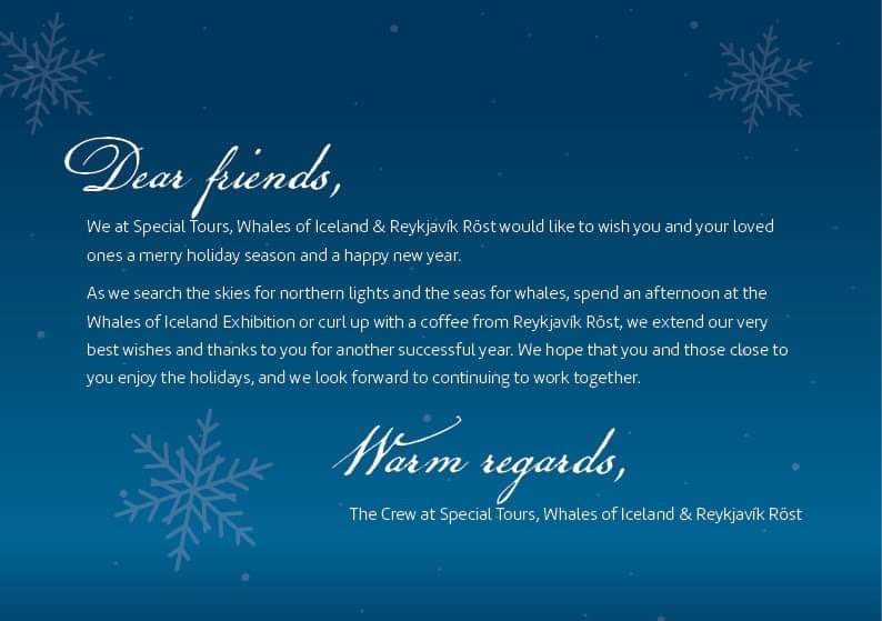 specialtours's tweet photo. Happy Holidays from Special Tours, Whales of Iceland and Reykjavík Röst🎄🎅🏼🐋 https://t.co/i8twDv3TX4