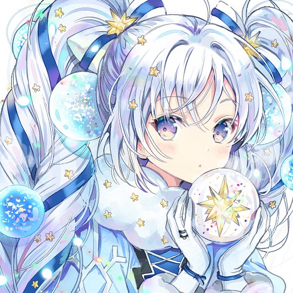 1girl solo twintails gloves long hair white gloves hair ornament  illustration images