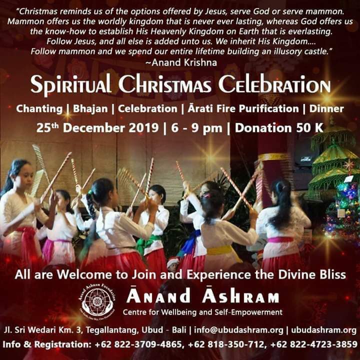 RobstenArni's tweet photo. Join us for Spiritual #Christmas Celebration on #Wednesday #December25th, 2019 Anand Ashram Ubud starts at 6pm #Ubud https://t.co/spEPj73sET
