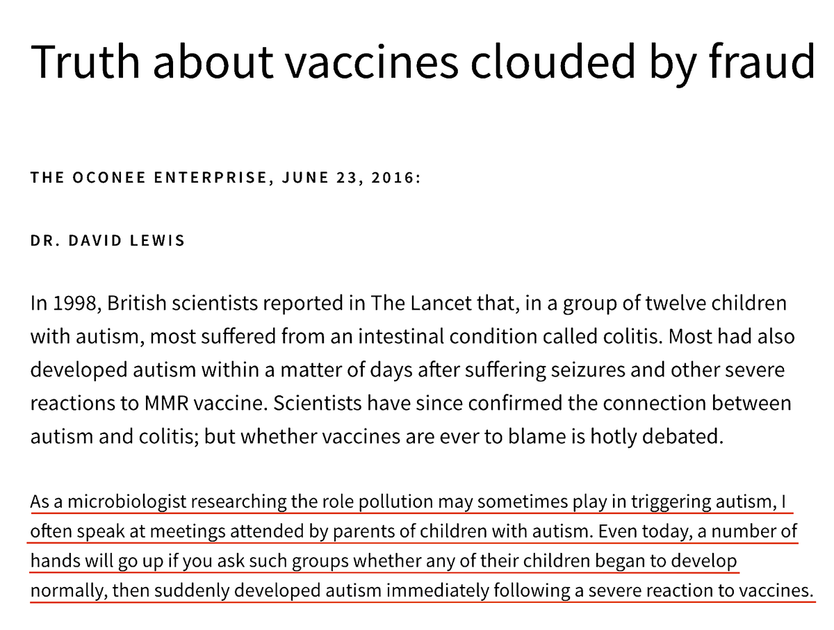 'Most Had Also Developed Autism Within A Matter Of Days After Suffering Seizures And Other Severe Reactions To MMR Vaccine.'By Dr. David Lewis, June 23, 2016 https://www.focusforhealth.org/truth-about-vaccines-clouded-by-fraud/