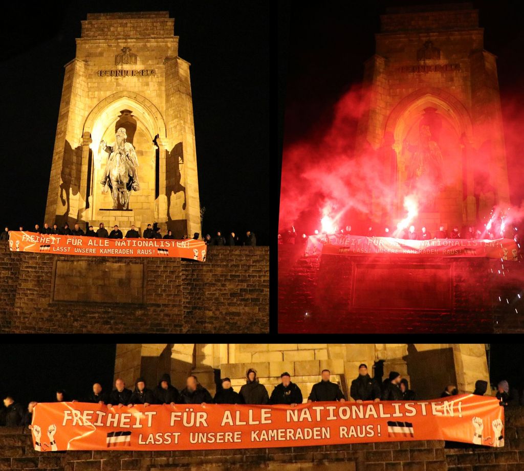 Kurz vor #Weihnachten kam es in #Dortmund zu einer Solidaritätsaktion für inhaftierte Nationalisten. Denkt an den Feststagen an die politischen Gefangenen dieser Republik!

#nonazisdo?  #Solidaritaet #Julfest