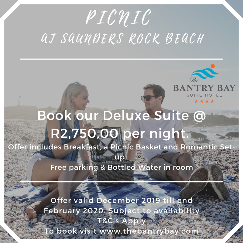 Book our Deluxe Suite @ R2,750 per night for 2 persons, inclusive of Romantic Picnic at Saunders Beach and much more! visit buff.ly/2PRNRhP to book or contact reservations@thebantrybay.com or Tel +27 (0)21 434 8448 to book.