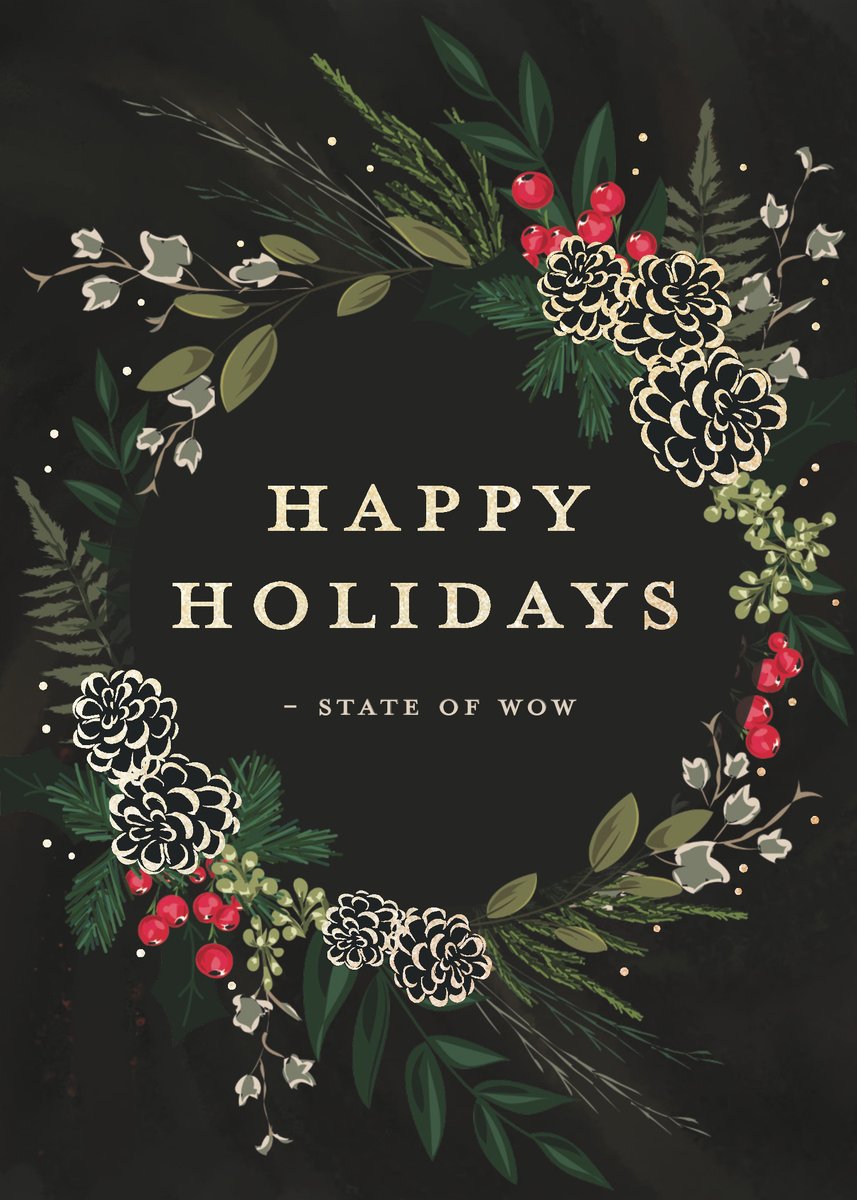 instateofwow's tweet photo. Everyone at State of Wow wants to wish you a Happy Holidays and prosperous New Year! #stateofwow #happyholidays https://t.co/AffJUuPrhF