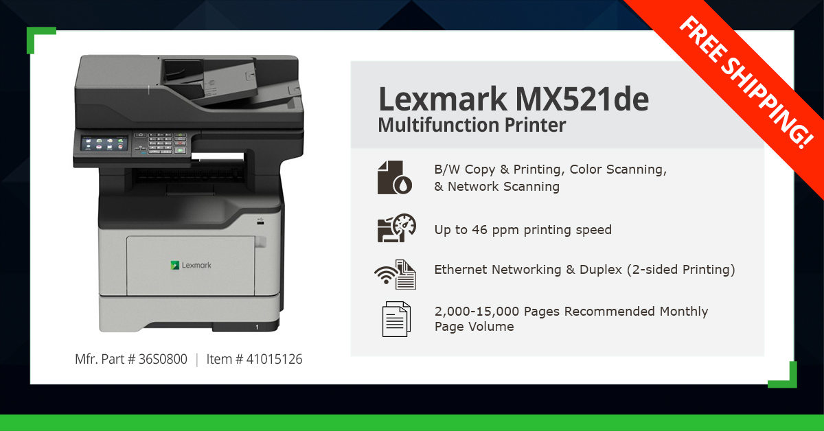 Don't forget to check out the #Lexmark MS521/MX521 Series, chosen by "Buyers Lab Analysts" as the winner of the Winter 2019 Pick award for outstanding Printer/MFP for Mid-Size Workgroups.  ow.ly/9TDM50xFCJU