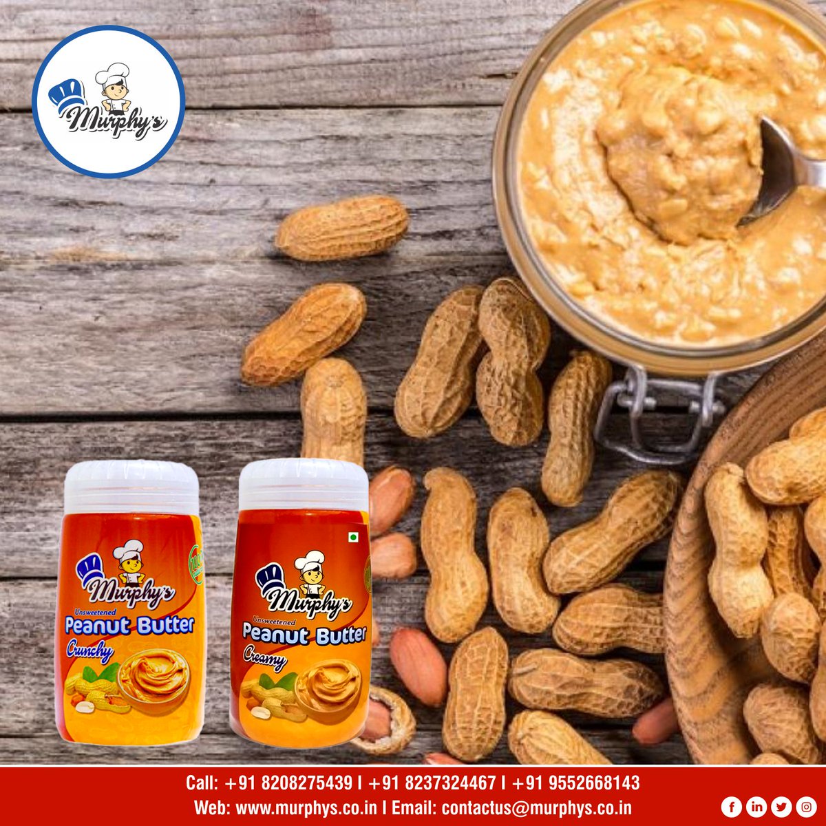 MurphysIndia's tweet photo. Energy Booster– Peanut butter contains good amounts of healthy fats and protein which means it contains plenty of #calories that will give #energy...!!

Buy Now: +91 8208275439 , +91 9552668143

Visit Us at: https://t.co/8WTjbiBCGK
#peanut_butter #creamy_peanut_butter #butter https://t.co/EypnK0BSUE