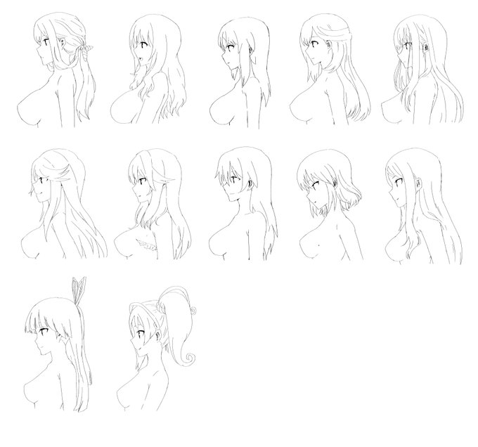 横顔描く練習から入ったのにちちくらべみたいになっちゃうやつ 