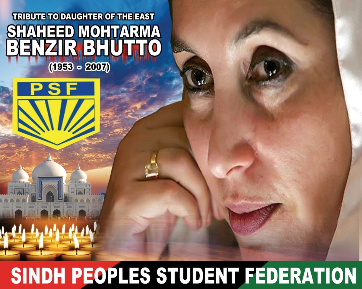 SpsfPage's tweet photo. Tomorrow 24th November SPSF under leadership of President Mansoor Shahani will pay tribute to SMBB at her musoleum Garhi KhudaBuksh land of Martyrs &amp; will do candle vigil. It’s to inform all Provincial,Divisional, District &amp; Institutional Candidates to be there at 4:00 PM. https://t.co/2sSkJtsoEX