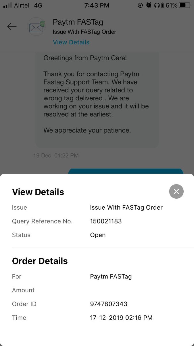 JupiterAlappat's tweet photo. @Paytmcare I tried reaching Paytm care by chat and I’m getting no response .. tried calling it’s always busy doesn’t connect at all inspitr many times ..it’s a request for fastag received wrong one. Hopefully you can help on this matter https://t.co/Elg70V3ETv