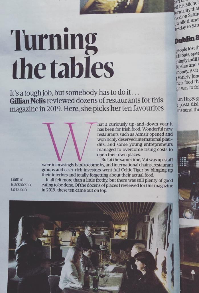 Thank you so much <a href="/gnelis/">Gillian Nelis</a> for choosing us to be in such great company in the top restaurants for 2019 in the <a href="/sundaybusiness/">Fred</a> 🎉❤️
