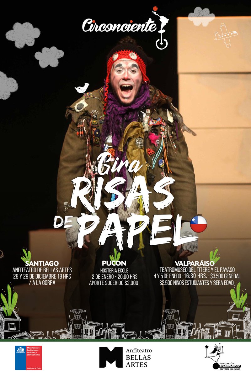 🇨🇱 #RISASDEPAPEL en Chile.
Esta semana comenzamos!!! #Santiago, #Pucón y #Valparaíso 🤟🏽