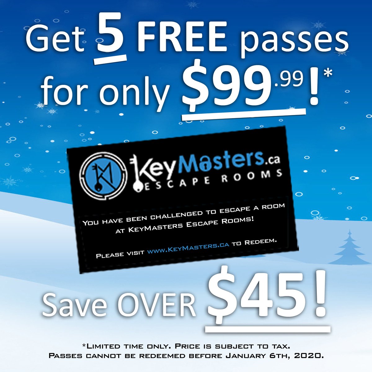 KeyMasters_ca's tweet image. Need a last minute Gift?
Get 5 FREE Passes for only $99.99!*
KeyMasters.ca/gift