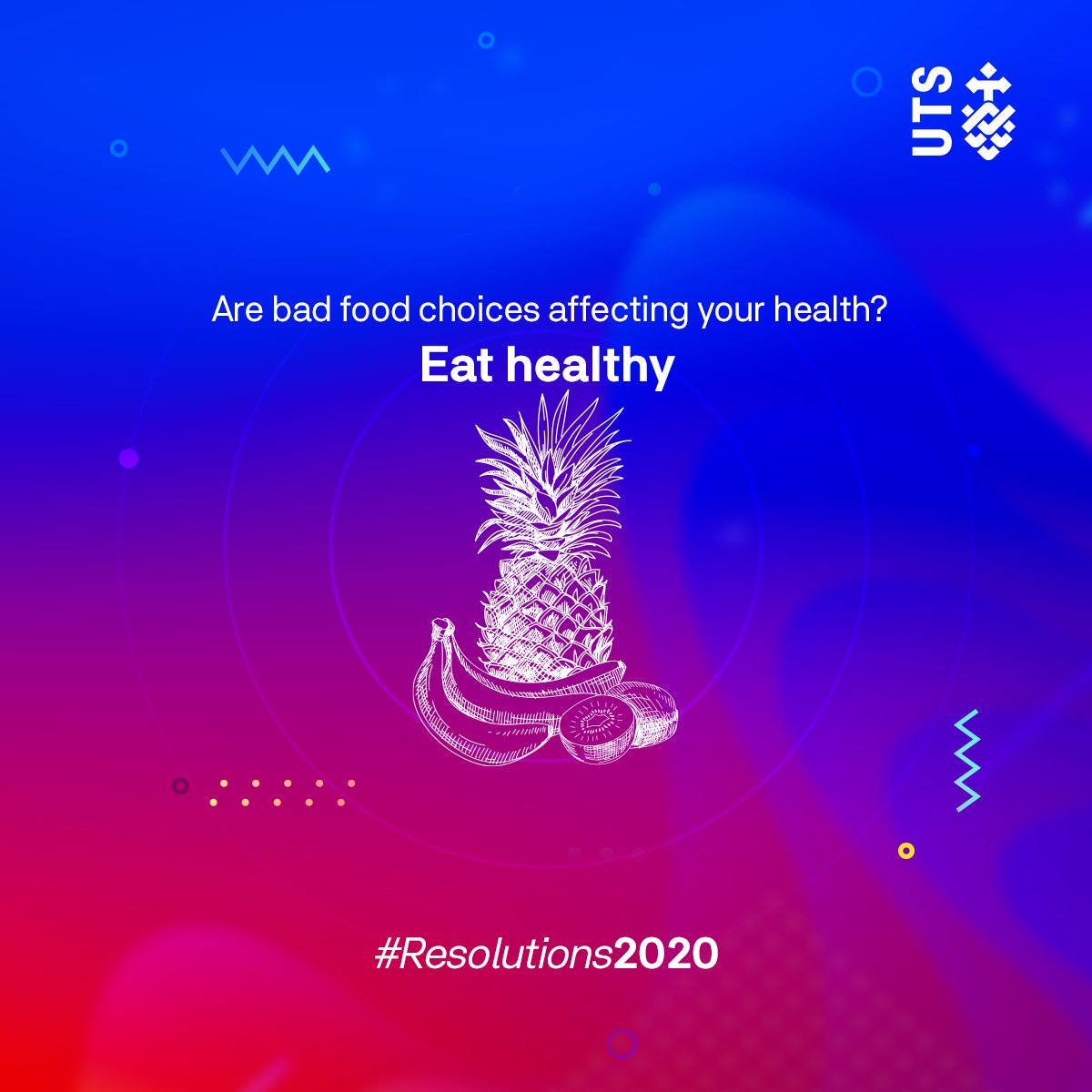 Don’t we feel that we learn better when we’re well-nourished? This New Year, promise yourself to eat healthy for a fitter and healthier new start. What are the bad food habits that you want to overcome this 2020?

#UTS #UTSInsearch #Resolutions #NewYearResolutions #Students