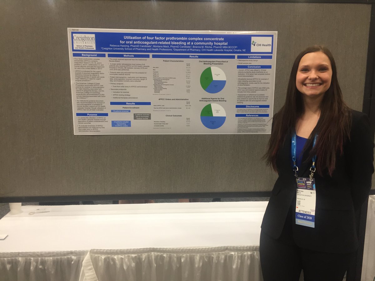 CreightonSPAHP's tweet photo. Congrats to several students who presented at ASHP Midyear 2019, Dec. 8-12 in Las Vegas. #ashp2019 https://t.co/3ylrqXLTEj