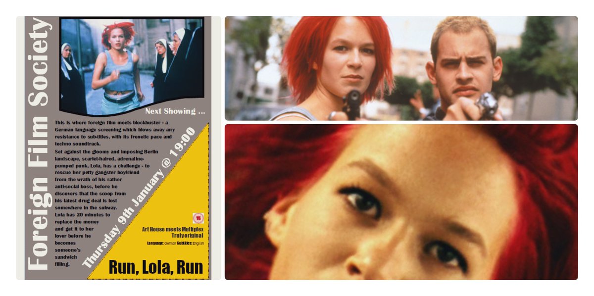 gcs_community's tweet photo. @GuildfordCounty @UniOfSurrey Foreign Film Society kick starts 2020 with a frenetic dash around Berlin. Join Lola, on Thu 9 Jan @ 19:00 in @GCS_SixthForm Common Room, as she races against the clock to save her boyfriend’s bacon! @SurreySLL @GCSLanguages RUN, LOLA, RUN! https://t.co/kGv2U3tuy3