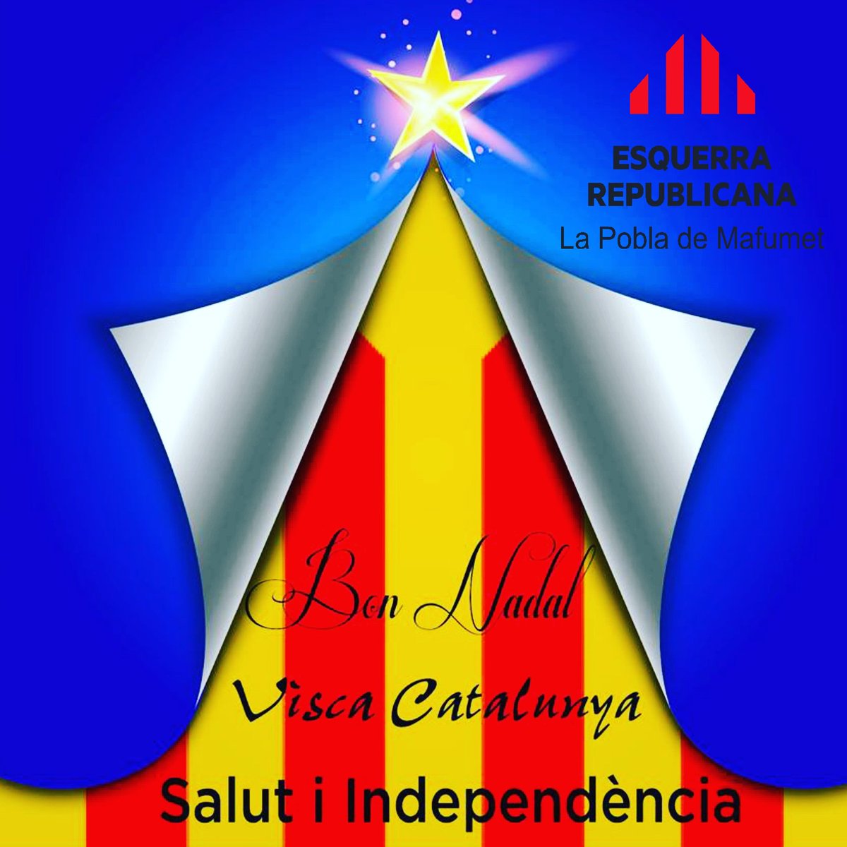 Esquerramafumet's tweet photo. Tots els membre del grup Esquerra Republicana per la Pobla de Mafumet, us volem desitjar un bon Nadal, un bon any nou i un bon camí cap a l'independència del nostre estimat país. https://t.co/oRmHbiuWkX