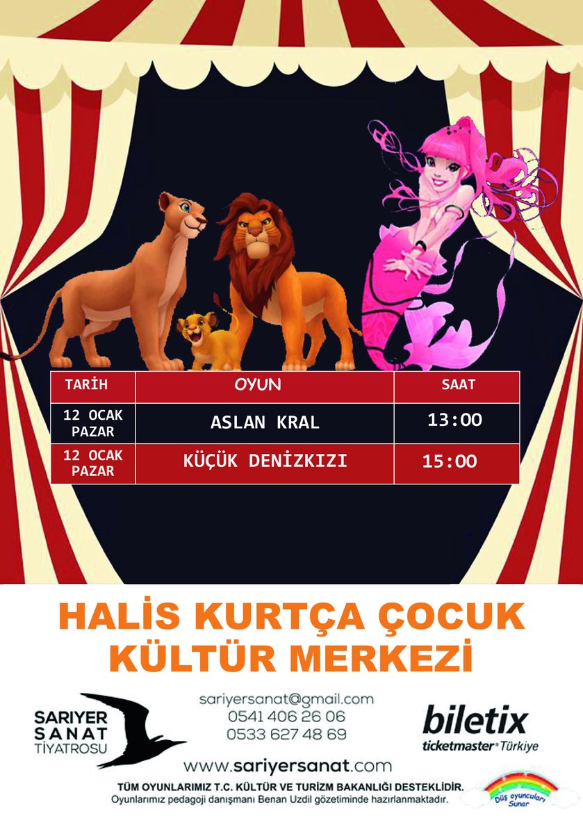 12 Ocak Pazar günü birbirinde eğlenceli iki oyunumuzla Halis Kurtça Çocuk Kültür Merkezi'ndeyiz.
Masallar diyarında maceraya çıkmaya hazır mısın?
Kaçırmayın!🙋‍♀️🙋🏻‍♂️
#pazartesi