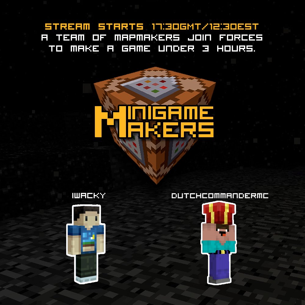 StickyPistonEU's tweet photo. #MinigameMakers Mapmakers join the https://t.co/p0q73klFzu and watch the make of Spectral Zone, an illusion based shooting game.

Today's Mapmakers are:
@iWackyMinecraft 
@Timraay 

Join today's stream at 17:00GMT 12:00EST
https://t.co/BGJCCB23N8 hosted by 
@MezimoCW https://t.co/B3JK3woEPl