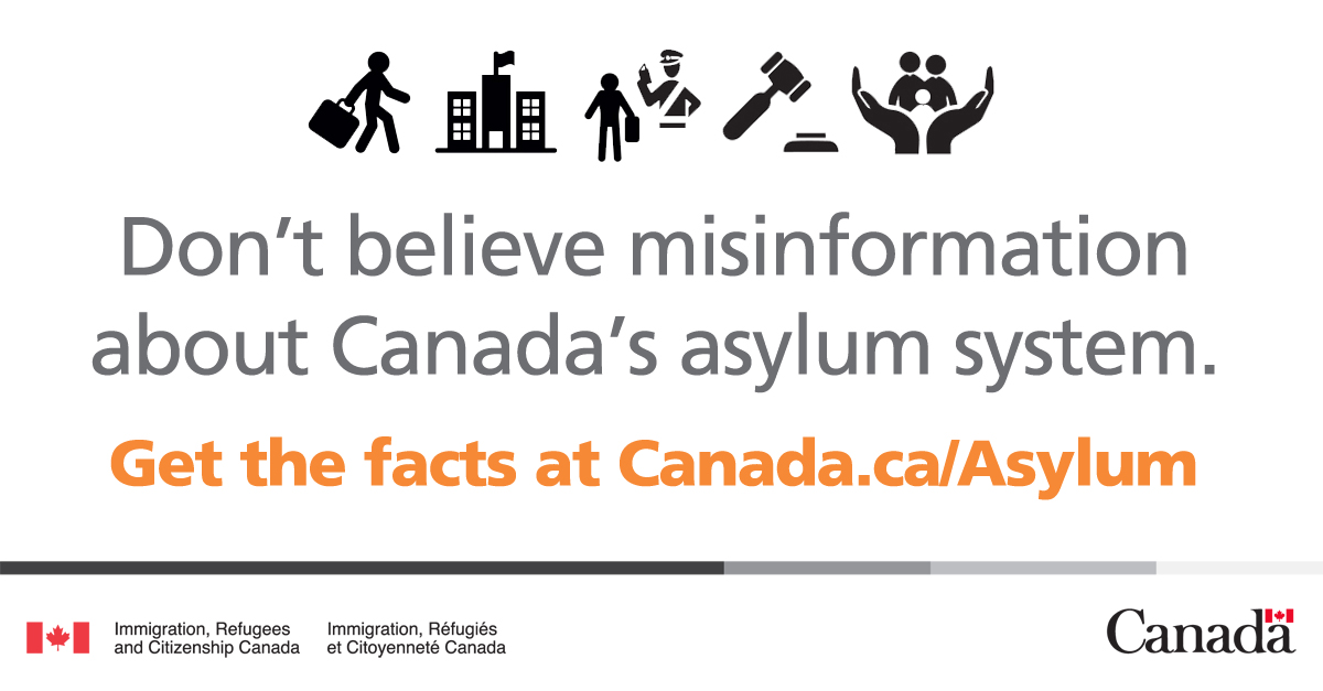 CanEmbCRHNNI's tweet photo. There is misinformation online about the grounds for making an asylum claim. Get the facts: https://t.co/ZSIWIhkEAv #cdnref https://t.co/n4mB4YlIav