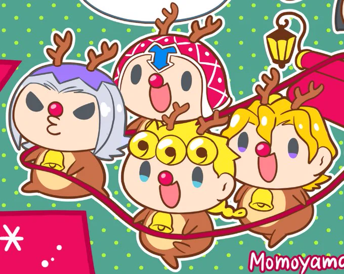 <ジョジョ5部>
Merry Christmas❣️???
プレゼントを配りに来たブチャラティサンタとトナカイ達?
#ventoaureo #jjba 