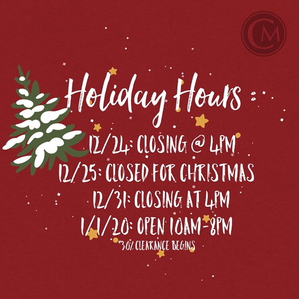 Upcoming Holiday Hours! 
Note that we will be accepting buys up until 3pm on 12/24 &amp; 12/31!
Thank you &amp; Happy Hol...