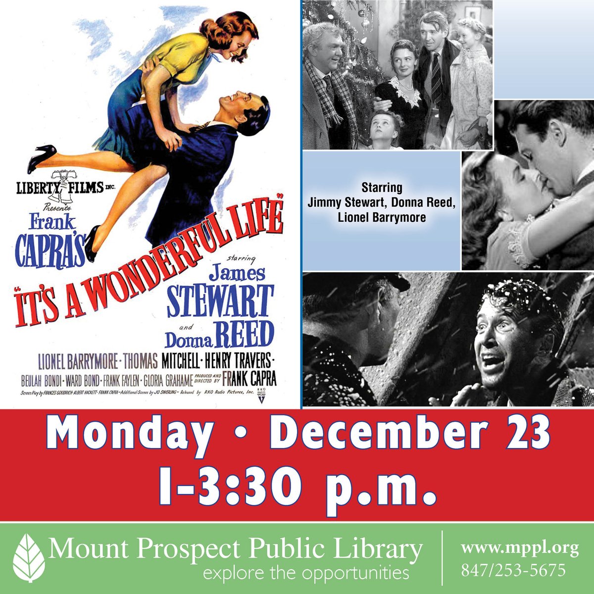 MPPLib's tweet photo. π₯πβοΈ Leave the hustle and bustle behind. Bring your friends and join us for a special screening of the 1946 black-and-white holiday classic It's a Wonderful Life. To register: https://t.co/vKAJqQcOHr. #HolidayClassics #Movies #BringTheNeighborhood #Inthe56 https://t.co/SMcrH7AfYW