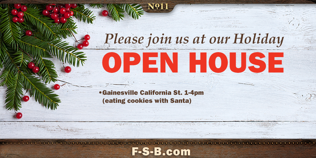 Drop by our California St. branch in Gainesville today for our Holiday Open House and cookies with Santa. Join the fun!