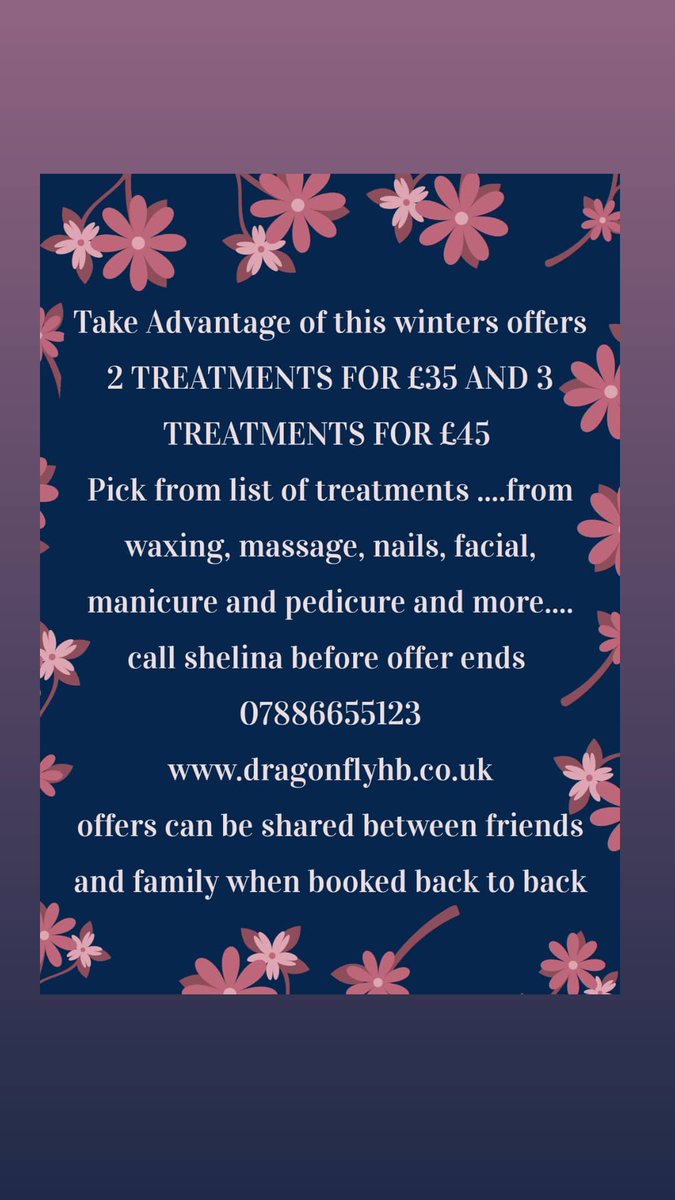 dragonfly_hb's tweet photo. Book now for these fantastic deals. Call shelina on 07886655123 and create your own package. Other offers are availble to 🙂 https://t.co/HrIwc7kDDc