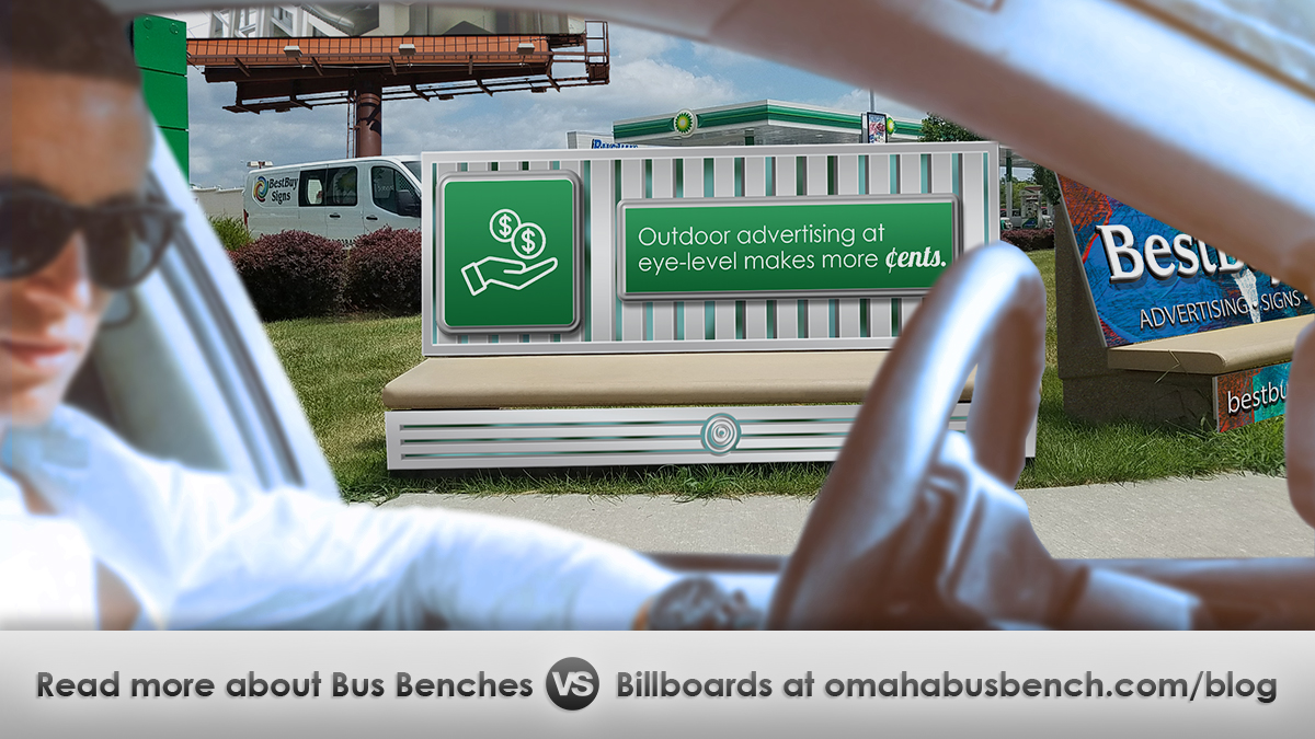 BestBuySignsOma's tweet photo. “Just like billboards – bus bench advertising is highly visible and targets passengers, drivers, and pedestrians. Omaha bus benches do this for a fraction of the cost of billboard advertising.” Read more on our blog: https://t.co/NZR0vyrRo0 #GetOutOfHome #OmaBusBench #OOH https://t.co/1mJ0FpjDpt