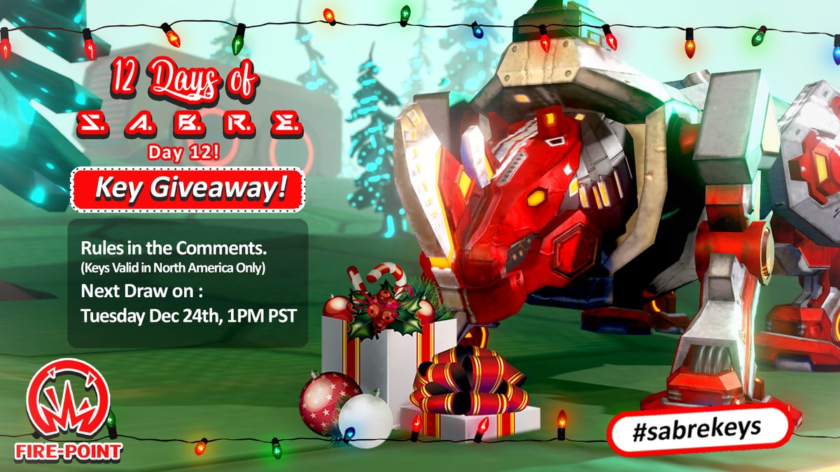 FirepointGames's tweet photo. LAST day to win 2 SABRE keys on PS4! 1 for you &amp; 1 for a friend!

To enter...

🎄Follow @FirepointGames

🎄RT with comment, mentioning @FirepointGames

🎄Make sure you can accept PM's

🎄1... no wait... TEN winners will be drawn tomorrow!

#12daysofxmas #freegame #PS4 #sabrekeys https://t.co/A2R4i9zvcS