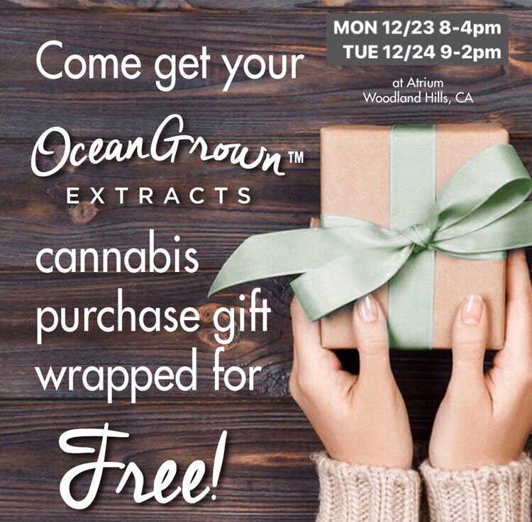 OGextracts's tweet image. #Shop @TopangaAtrium Monday 12/23 from 8-4pm &amp;amp; Tuesday 12/24 from 9-2pm &amp;amp; receive complimentary gift wrapping with any #OceanGrownExtracts purchase!! 🎁 💚 ⁣

#OGE #California #Atrium #TopShelf #Indica #Sativa #THC #CBD #Vegan #Edibles #HappyHolidaze #CannabisCommunity