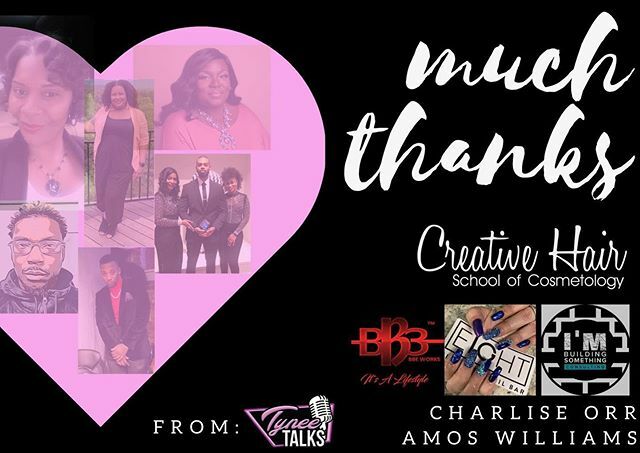 Tyneetune's tweet image. Much thanks to all my sponsors of 2019! Because off you Tynee Talks was able to grow and thrive! ^
^
#imbuildingsomething #eighttennailbar #bbbworks #creativehaircosmetologyschool #charliseorr #amoswilliams
^
^
I look forward to what 2020 has to offer. If you're interested i…