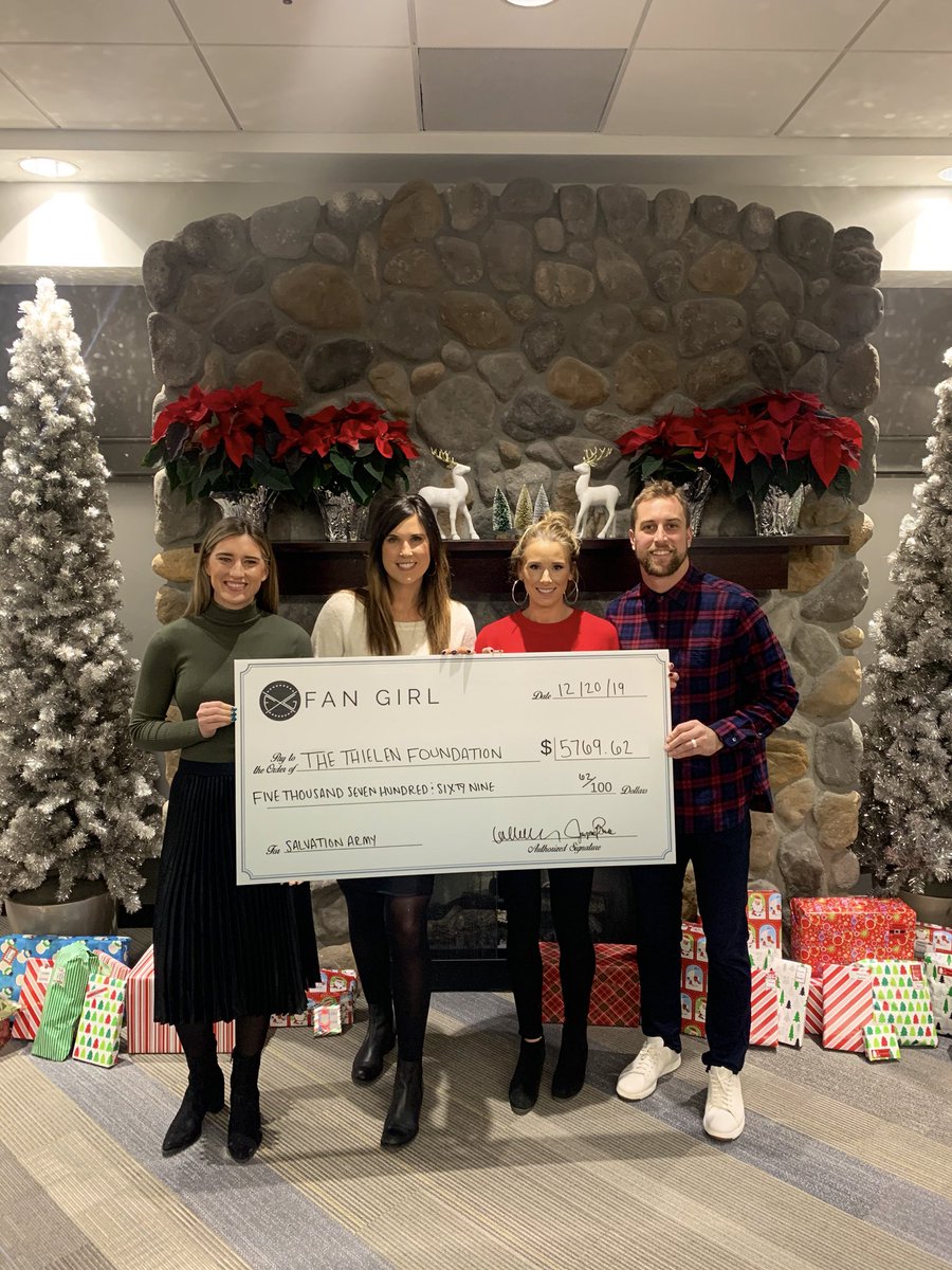 fangirl_mn's tweet photo. Fan Girls.. YOU DID THIS!! 🎄💟🎄

We were so PROUD to represent you all at the Salvation Army event this weekend w the #ThielenFoundation

From the bottom of our 💘 THANK YOU for all your SUPPORT during the holidays to make this donation helping families in need!!💜💛 @MRS_T_19 https://t.co/4CQS07EVtg