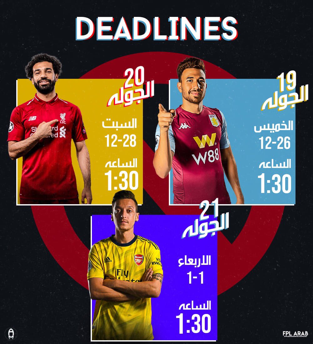 FPLArab's tweet photo. 🕰 بتوقيت القاهرة ..إليكم مواعيد ديدلاينز جولات أعياد الميلاد 

🏋 اجتهد
🚨استعد 
🔥حضر تشكيلتك 

🛎انتظرونا في تغطية خاصة لجولات البوكسينج داي وأعياد الميلاد وخوازيق على كل شكل ولون على هاشتاج
#جولات_أعياد_الميلاد https://t.co/f7D1uDTFpM