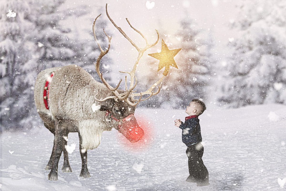 Oh look!  My sister's little human met Rudolph!