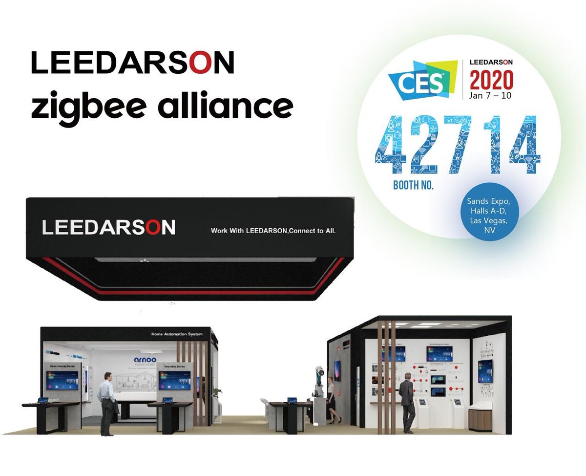 LeedarsonGroup's tweet photo. Happy to Host @zigbeealliance from #CES2020
Good connections to happen from the show floor as #Zigbee Alliance executives hold headquarters @ #Leedarson booth 42714, Sands Expo. Join us w/Project #ConnectedHomeoverIP to bring simplicity and increased compatibility to #IoT things https://t.co/p9Ro9ETAHi