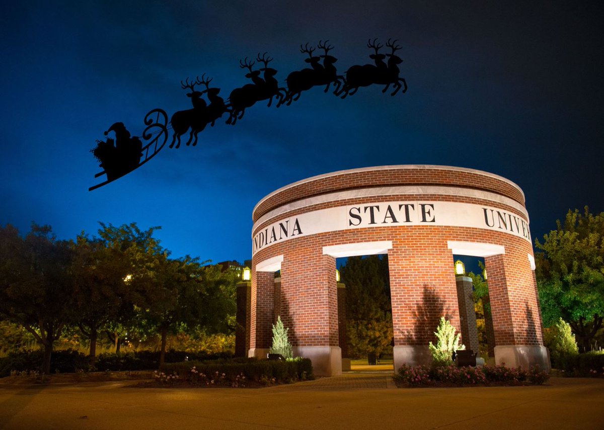 INDOT_WCentral's tweet photo. #SantaStopsIn flying over the campus of Indiana State University wishing all students and staff a very Merry Christmas! https://t.co/8vhZLU9d2S