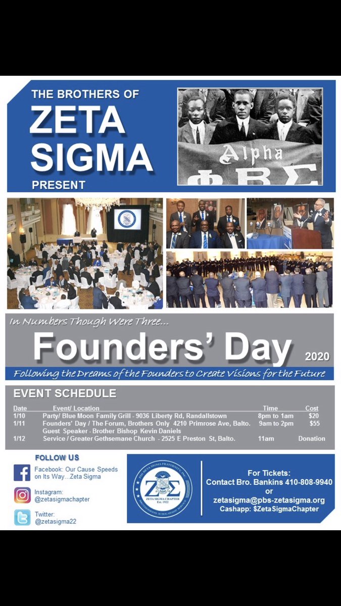 Join the brothers of Zeta Sigma for Founders day as we celebrate 106 years of Brotherhood, Scholarship and Service. These are following events hope to see many of you all there. #MarchingOn #ΖΣ