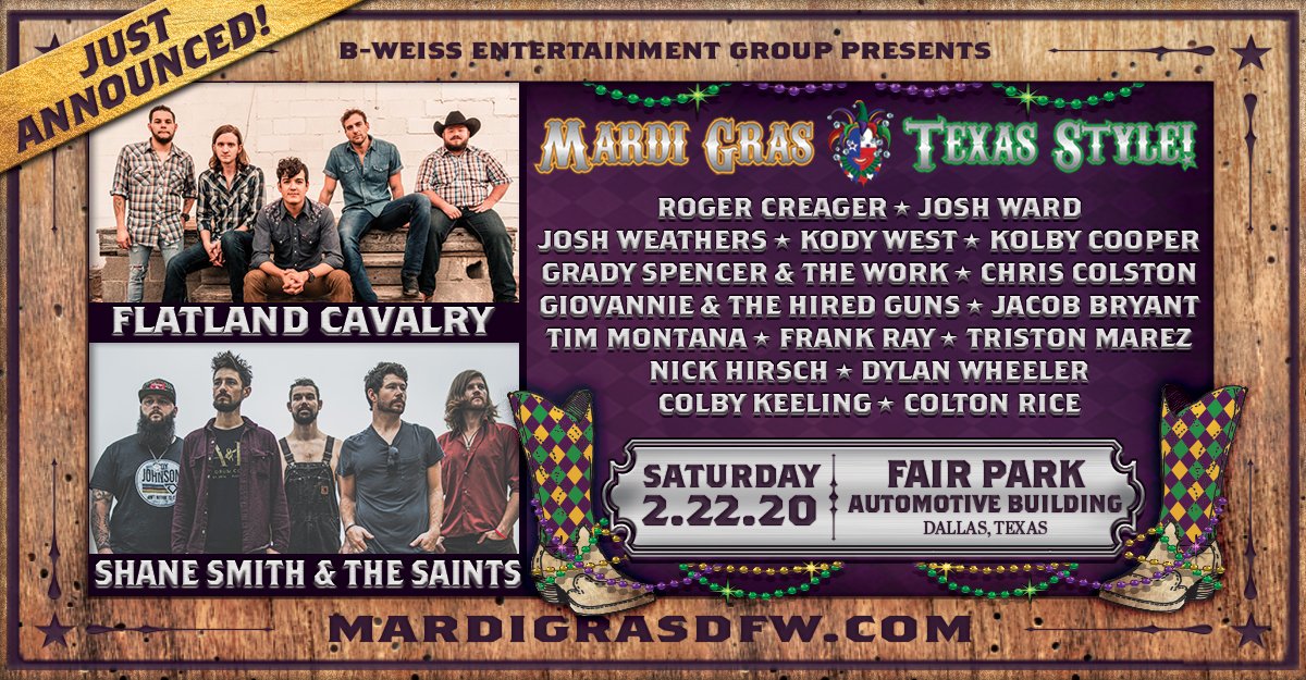 mardigrasdfw's tweet photo. Have you seen the first round of artists playing @mardigrasdfw? Stay tuned for two more HUGE acts to be announced soon! Get your tix now > https://t.co/kK6FdSH1RU https://t.co/voiemNnbDW