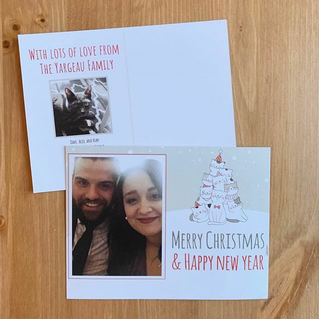 AlexYargeau's tweet photo. 2019 has been a weird year, so we had to go with the cat themed Christmas cards to put a smile on our faces. Happy Holidays from the Yargeau Fam! https://t.co/9OAmSRVhOm https://t.co/0scHIw4dCV