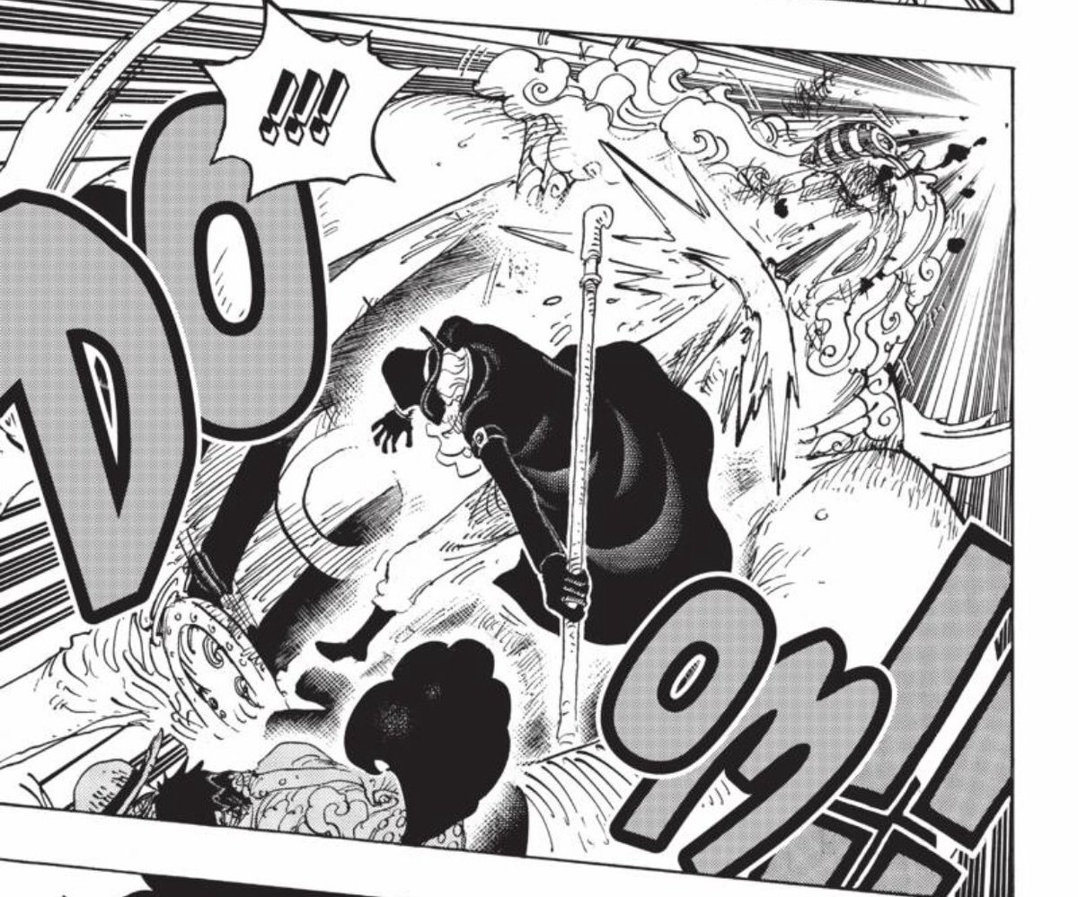 Standout Panel - Sabo’s combat introduction has clear parallels to Luffy’s way back in chapter one (strong rising diagonal line of action, hitting a puffy cheeked giant). I like that visual link between the brothers.  #OPGrant