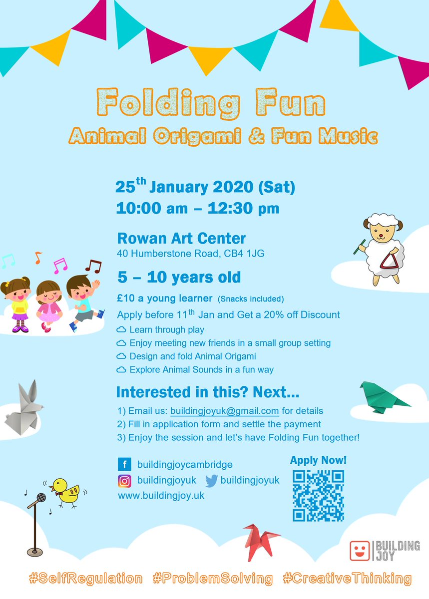 buildingjoyuk's tweet photo. 📣 Check out our 1st Building Joy Session in 2020!

We are proudly presenting our new series of workshop, starting with Folding Fun in January 2020, with the official launch of our website – https://t.co/YwMoj05bEV!

👉 Application Link: https://t.co/FYmupkNpnR

Join us now! https://t.co/AymaAN7ZZ9