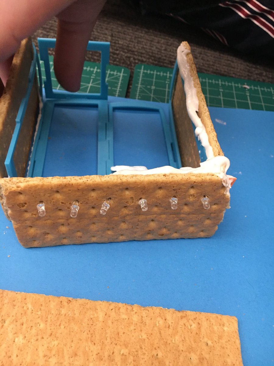 YITmaking's tweet photo. 3D printed frameworks for gingerbread houses complete. Fun designs really did make the construction go faster. https://t.co/GH9LbanFGd