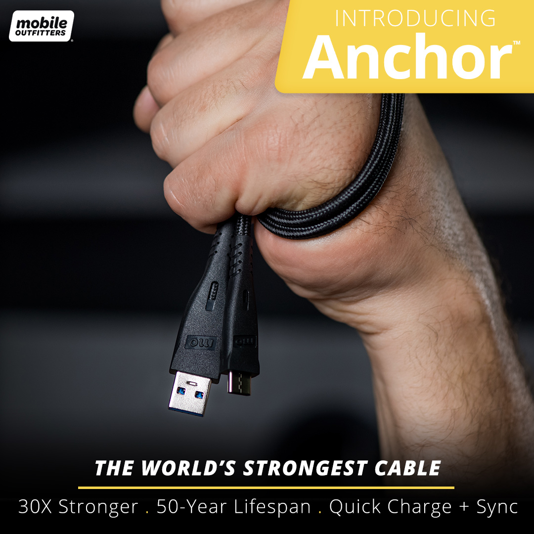 INTRODUCING ANCHOR, we have worked for 3 years to create the World's Strongest Cable, we can't wait for you to try it 🔌 ⚡ 🔋
.
.
.
#MOAnchor #MobileOutfitters #MOutfittersIreland  #charger #chargers #chargingcable #chargingcables #fastchargingcable #phonecharger #phonechargers